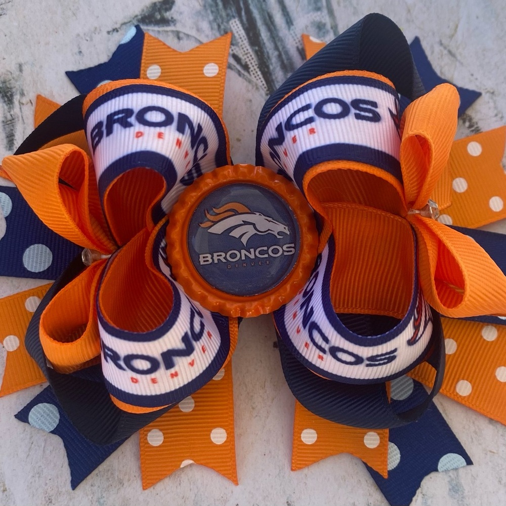 NWT Denver Broncos Double Stacked Hair Bow for Girls